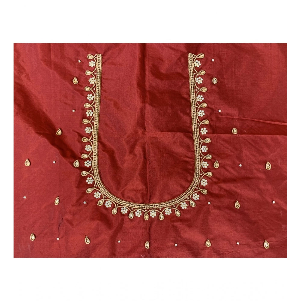 Fashion Women's Cotton Silk Self Design Unstitched Blouse Piece (Maroon, 80-100 cm)