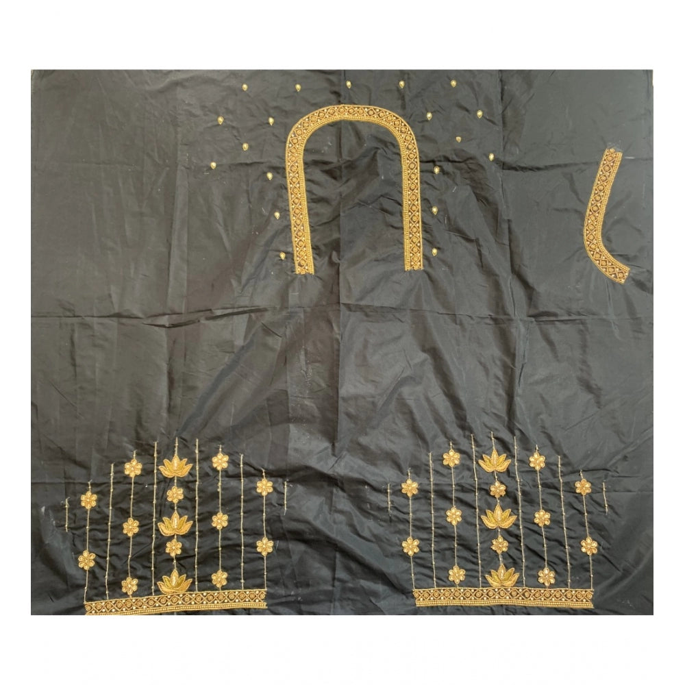 Fashion Women's Cotton Silk Self Design Unstitched Blouse Piece (Black, 80-100 cm)