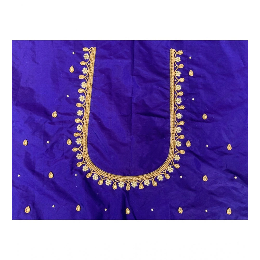 Fashion Women's Cotton Silk Self Design Unstitched Blouse Piece (Blue, 80-100 cm)
