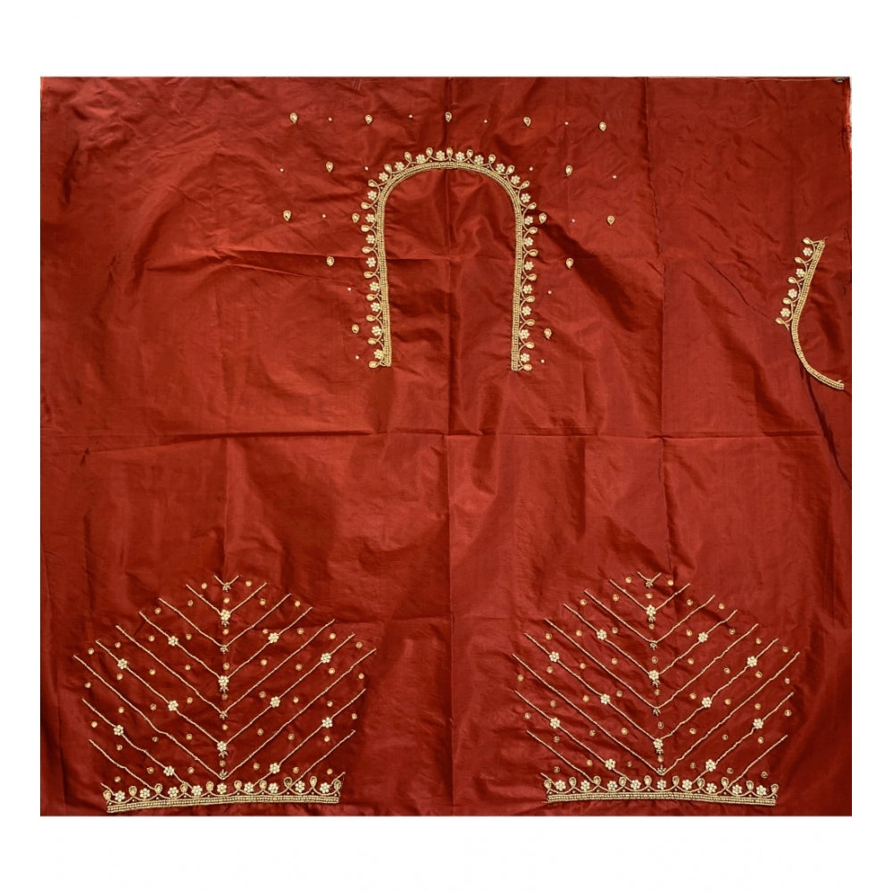 Fashion Women's Cotton Silk Self Design Unstitched Blouse Piece (Maroon, 80-100 cm)