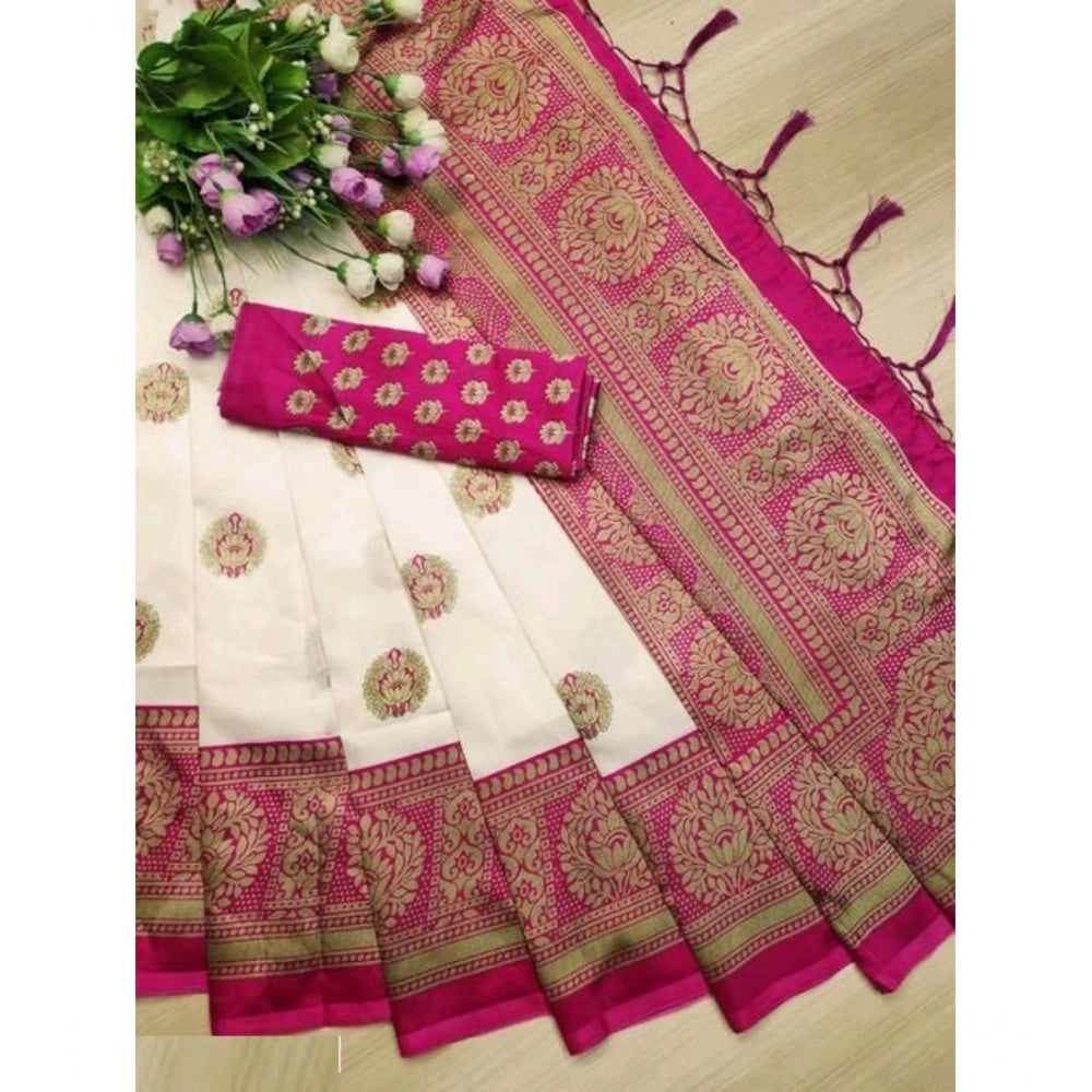 Fashion Women's Art Silk Printed Saree With Unstitched Blouse (Pink, 5-6 Mtrs)