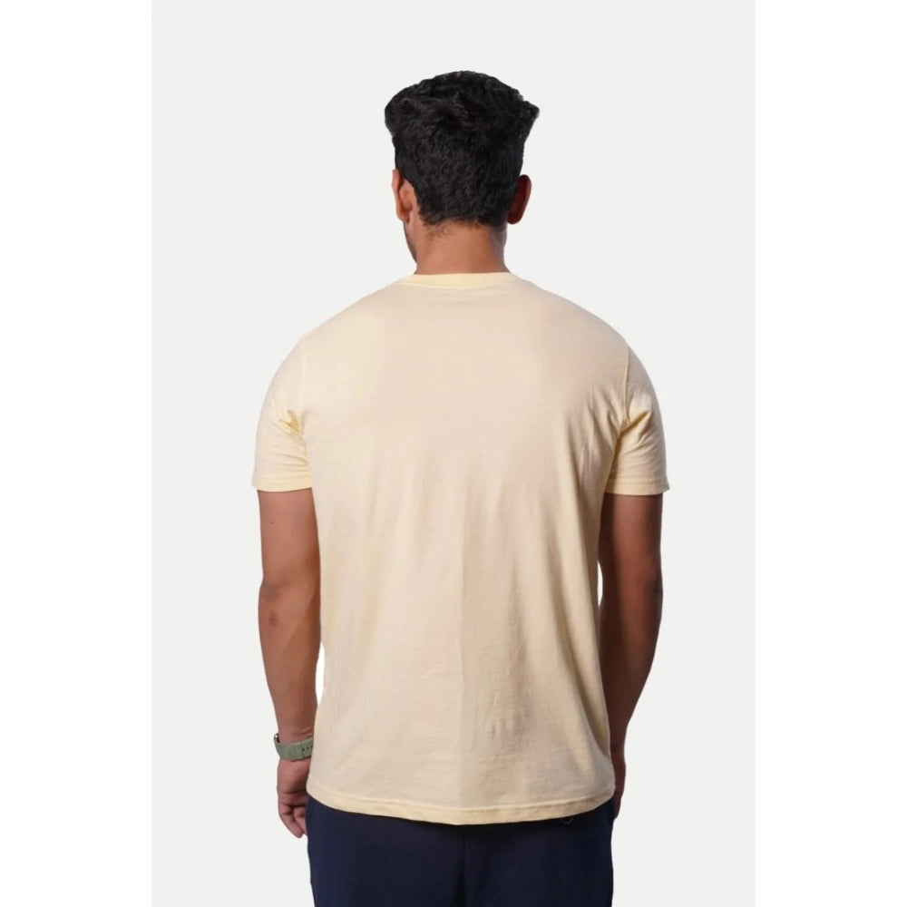 Amfyn Men's Casual Half sleeve Printed Cotton Crew Neck T-shirt (Beige)