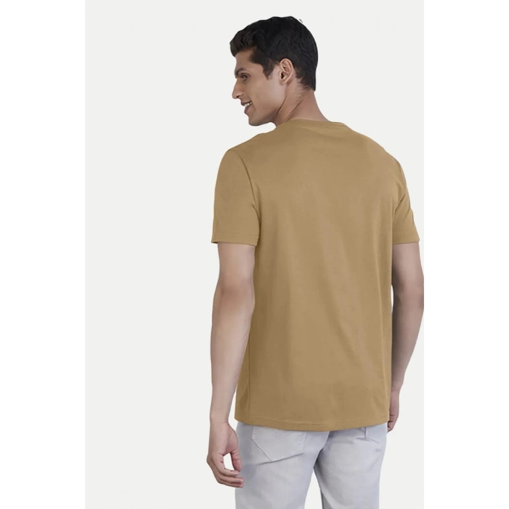 Amfyn Men's Casual Half sleeve Digital Printed Cotton Crew Neck T-shirt (Sand)