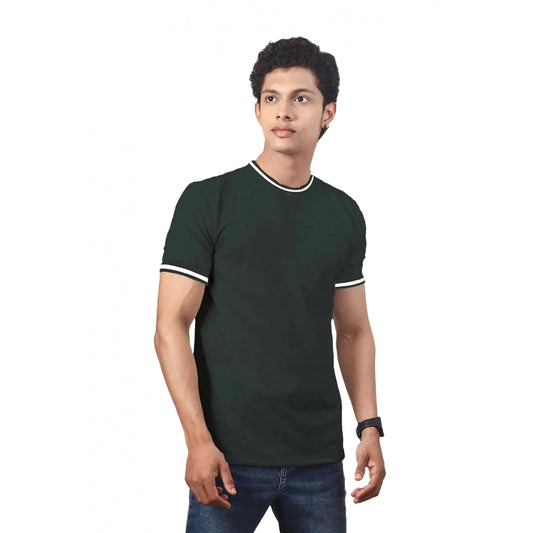 Amfyn Men's Casual Half sleeve Solid Polyester Crew Neck T-shirt (Olive)