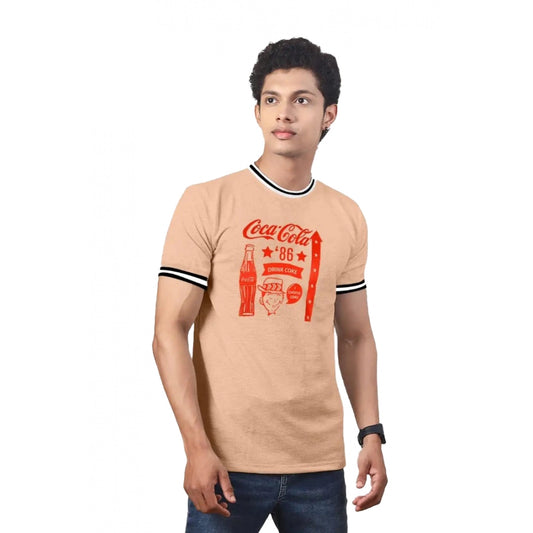 Amfyn Men's Casual Half sleeve Printed Cotton Crew Neck T-shirt (Coral)