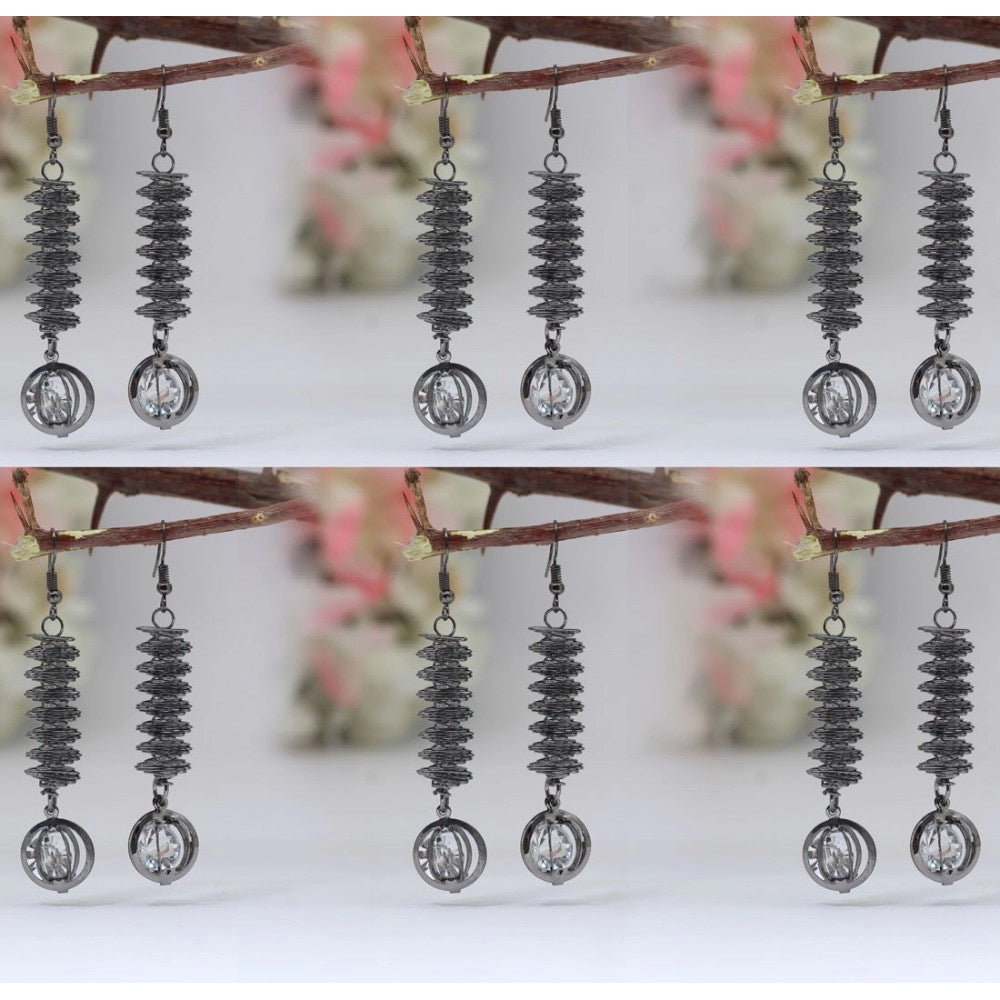 Fashion Women's Black Color Antique Earrings Combo Of 6 Pairs