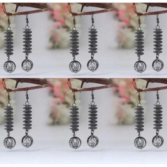 Fashion Women's Black Color Antique Earrings Combo Of 6 Pairs