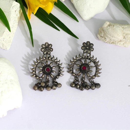 Fashion Women's Rani Color Glass Stone Oxidised Earrings