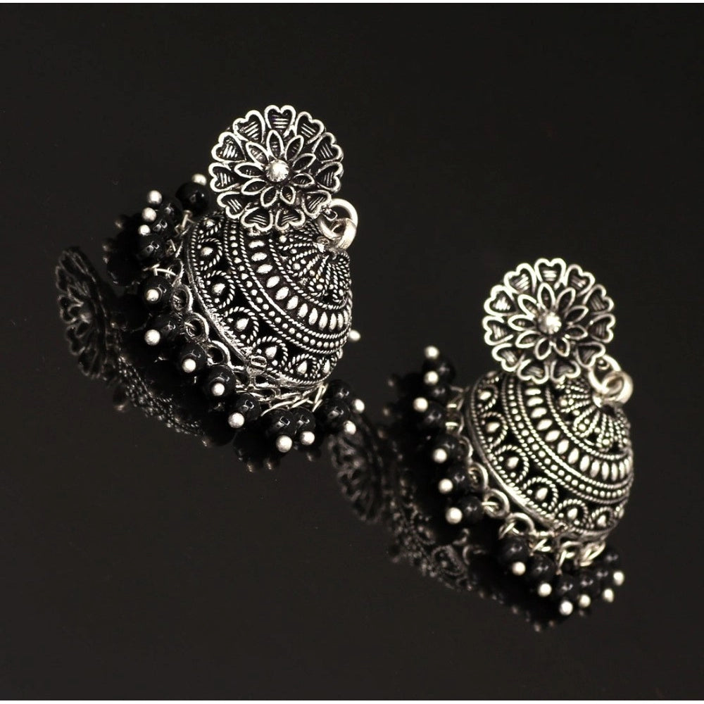 Fashion Women's Oxidised Silver Plated Black Color Earrings Jewellery