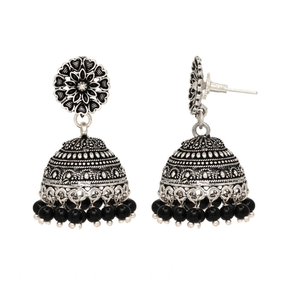 Fashion Women's Oxidised Silver Plated Black Color Earrings Jewellery