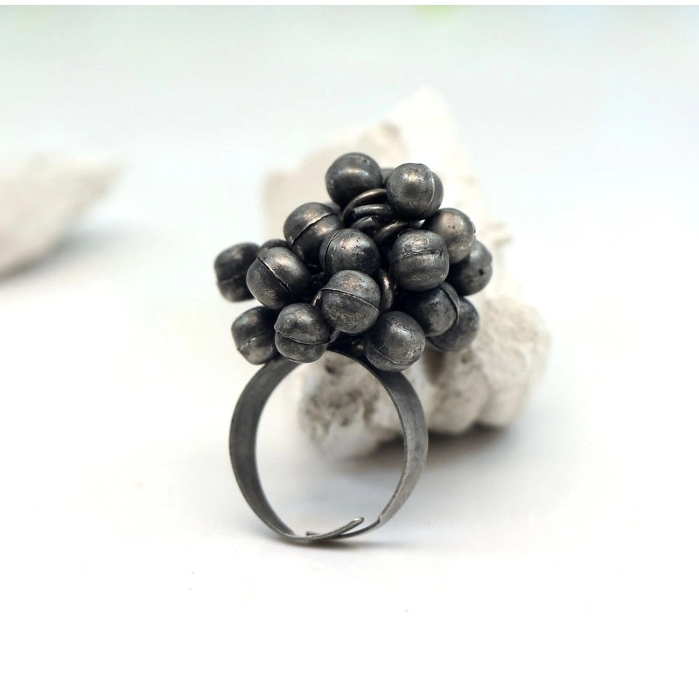 Fashion Women's Silver Color Oxidised Adjustable Ring