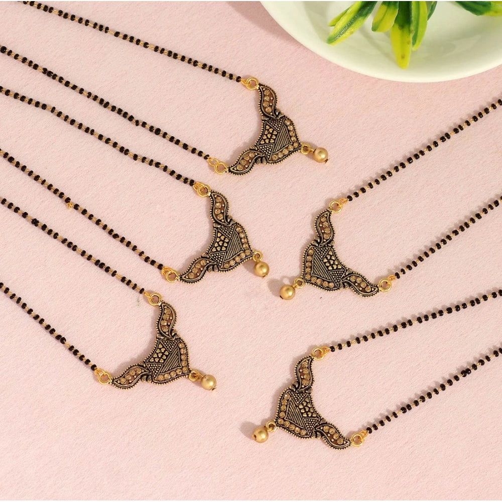 Fashion Women's Gold Color 5 Piece Of Mangalsutra Combo