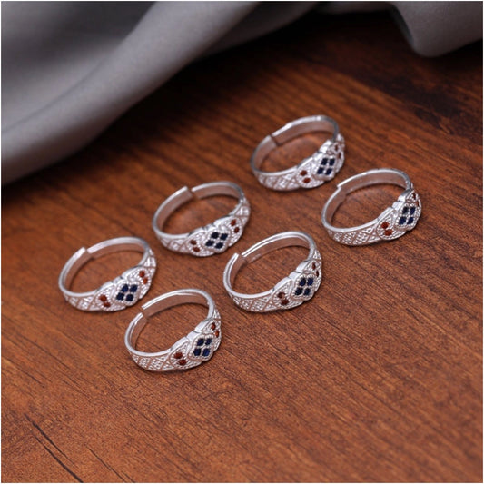 Fashion Women's Multi Color Assorted Design Toe Rings Combo Of 3 Pairs