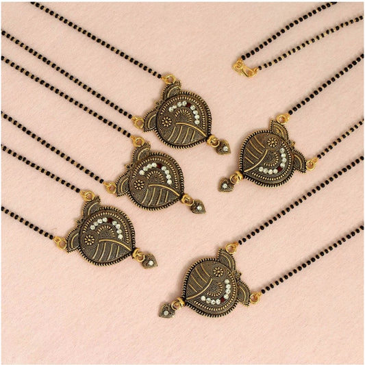 Fashion Women's Gold Color 5 Piece Of Mangalsutra Combo