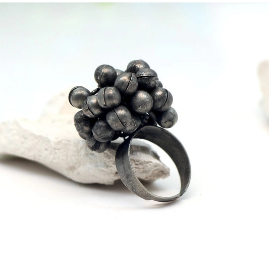 Fashion Women's Silver Color Oxidised Adjustable Ring