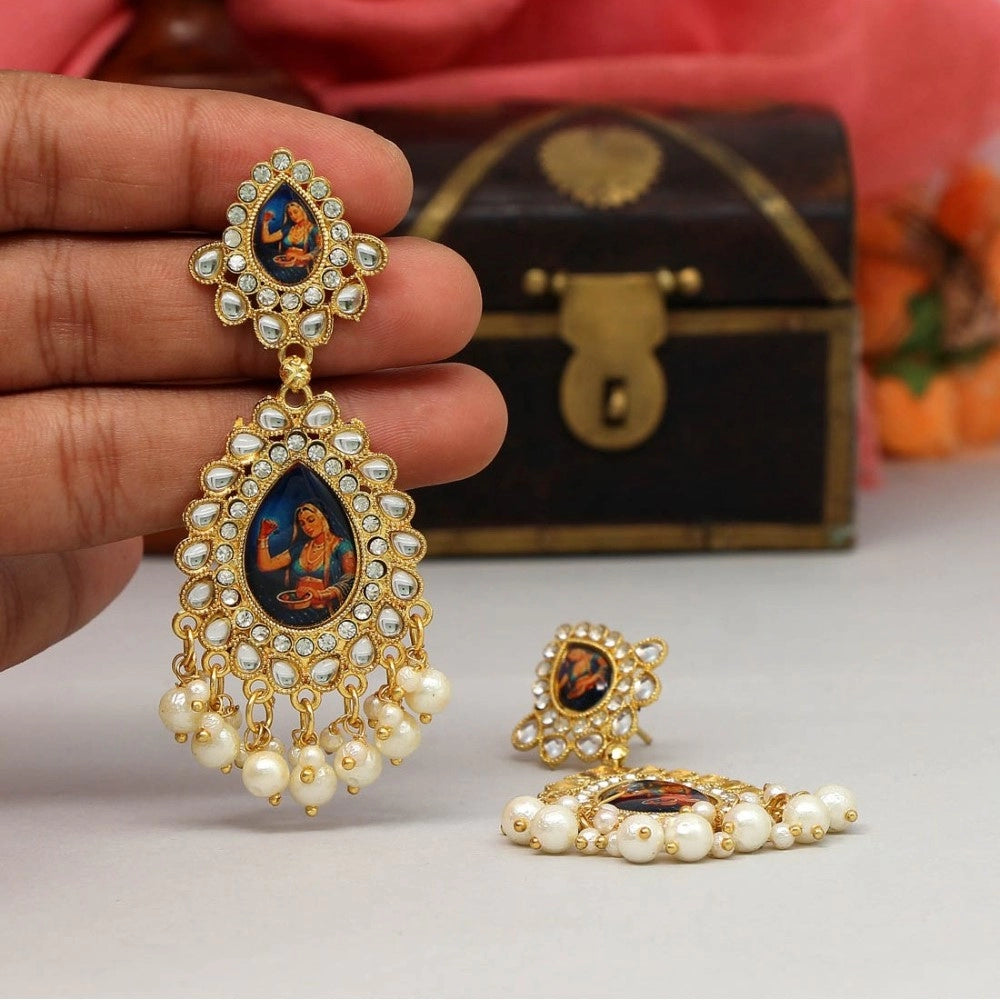 Fashion Women's Multi Color Kundan Kundan Earrings