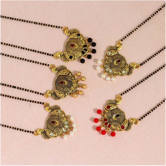 Fashion Women's Assorted Color 5 Piece Of Mangalsutra Combo