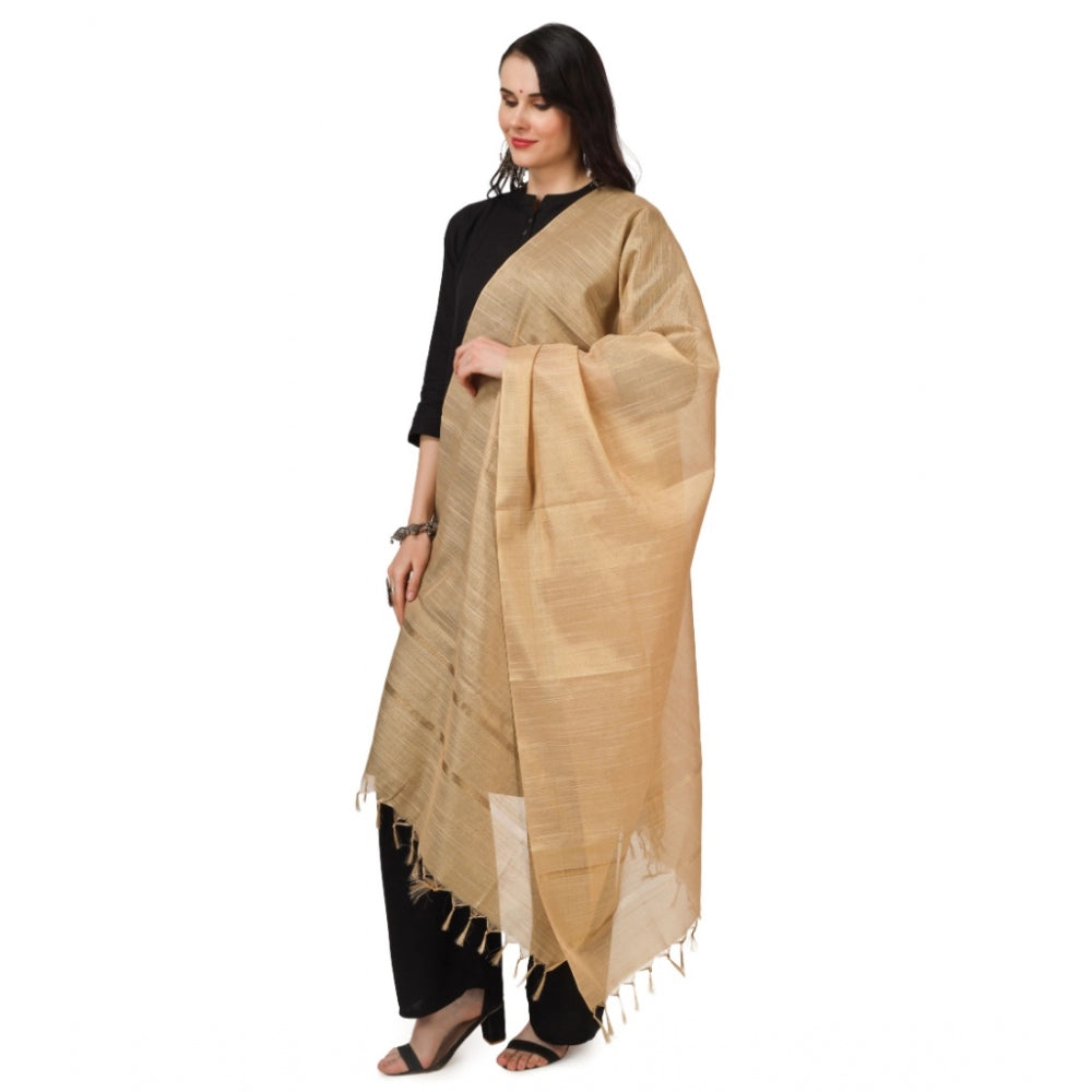 Amfyn Women's Chanderi Solid Dupatta (Gold, Length: 2.25 to 2.50 Mtr)