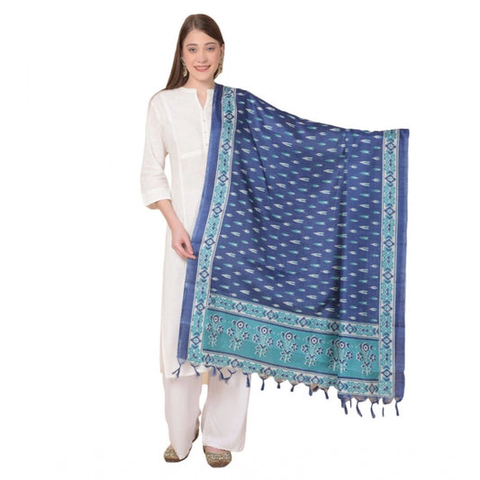 Amfyn Women's Art Silk Printed Dupatta (Blue, Length: 2.25 to 2.50 Mtr)