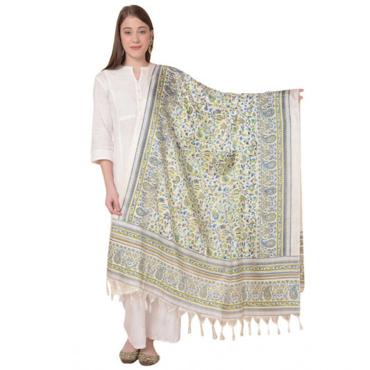 Amfyn Women's Art Silk Printed Dupatta (Grey, Length: 2.25 to 2.50 Mtr)