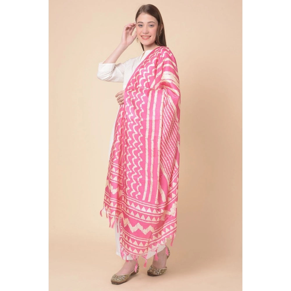 Amfyn Women's Art Silk Printed Dupatta (Pink, Length: 2.25 to 2.50 Mtr)