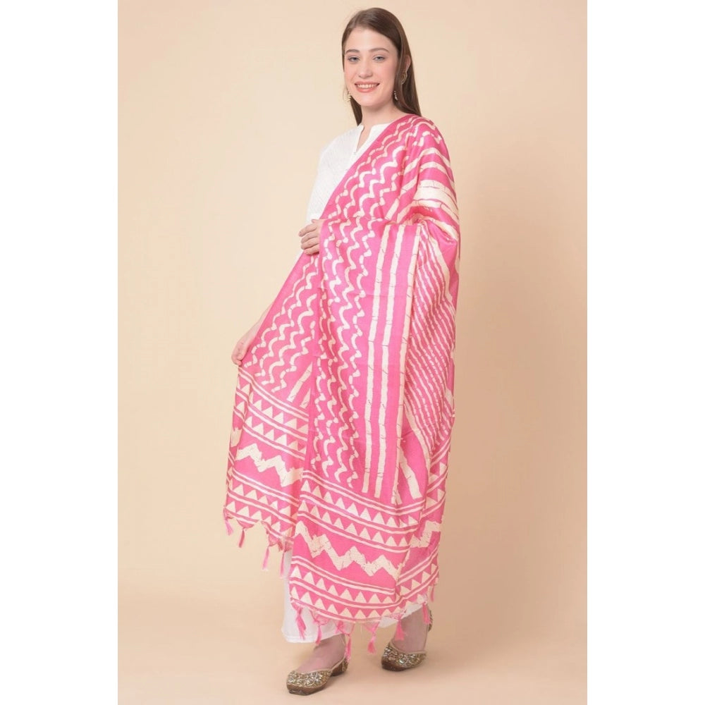 Amfyn Women's Art Silk Printed Dupatta (Pink, Length: 2.25 to 2.50 Mtr)