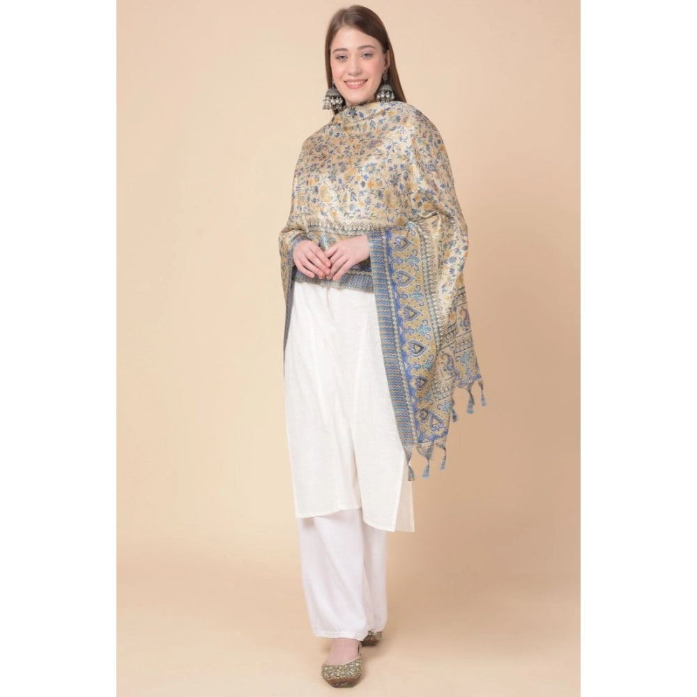 Amfyn Women's Art Silk Printed Dupatta (Grey, Length: 2.25 to 2.50 Mtr)