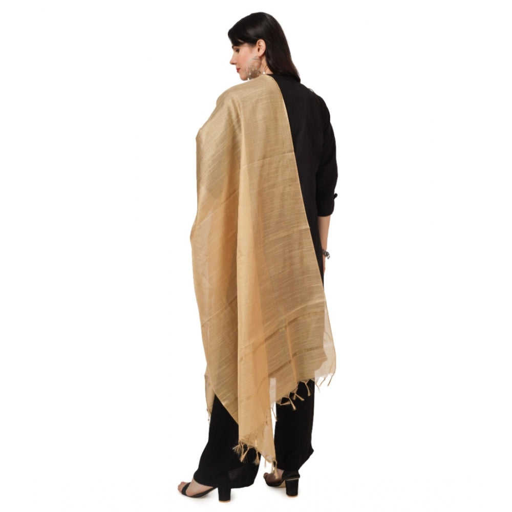 Amfyn Women's Chanderi Solid Dupatta (Gold, Length: 2.25 to 2.50 Mtr)