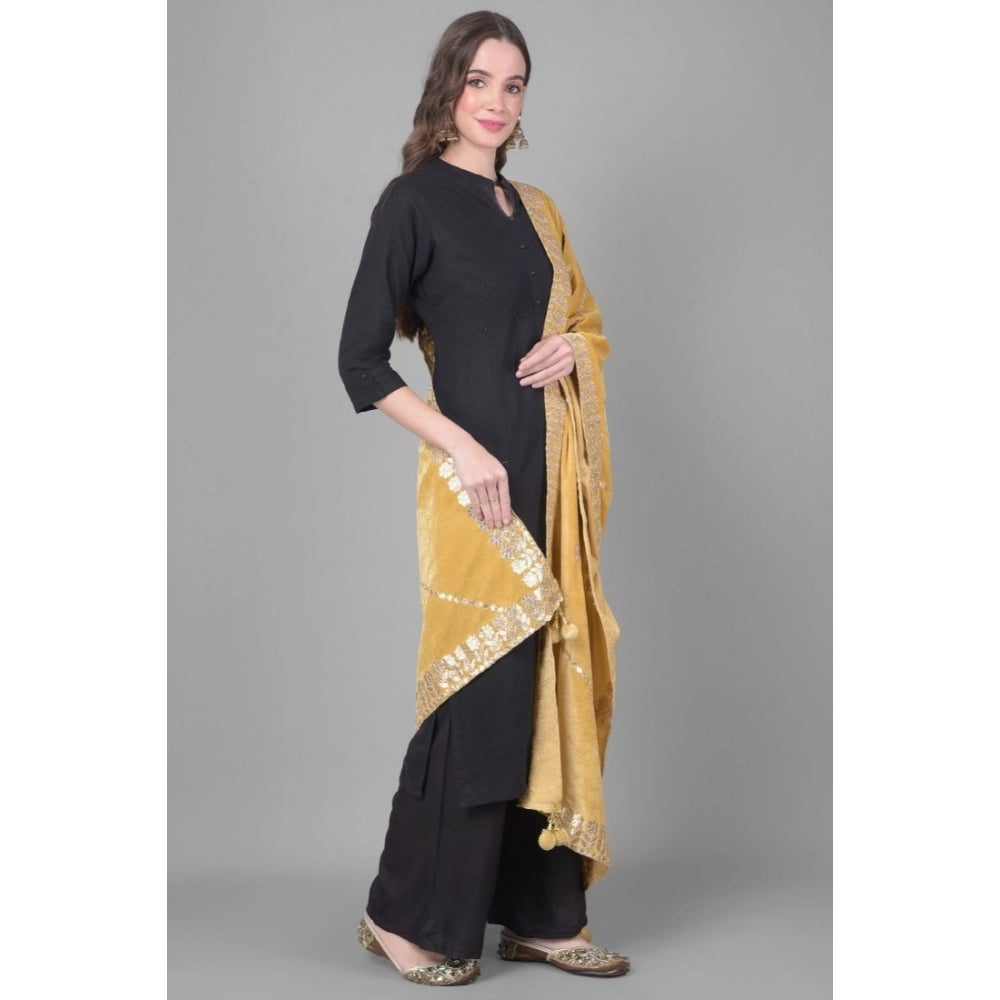 Amfyn Women's Velvet Gotta Patti Dupatta (Gold, Length: 2.25 to 2.50 Mtr)