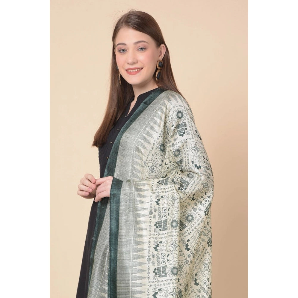 Amfyn Women's Art Silk Printed Dupatta (Grey, Length: 2.25 to 2.50 Mtr)