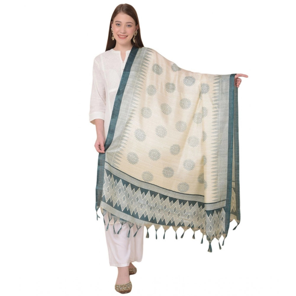 Amfyn Women's Art Silk Printed Dupatta (Grey, Length: 2.25 to 2.50 Mtr)