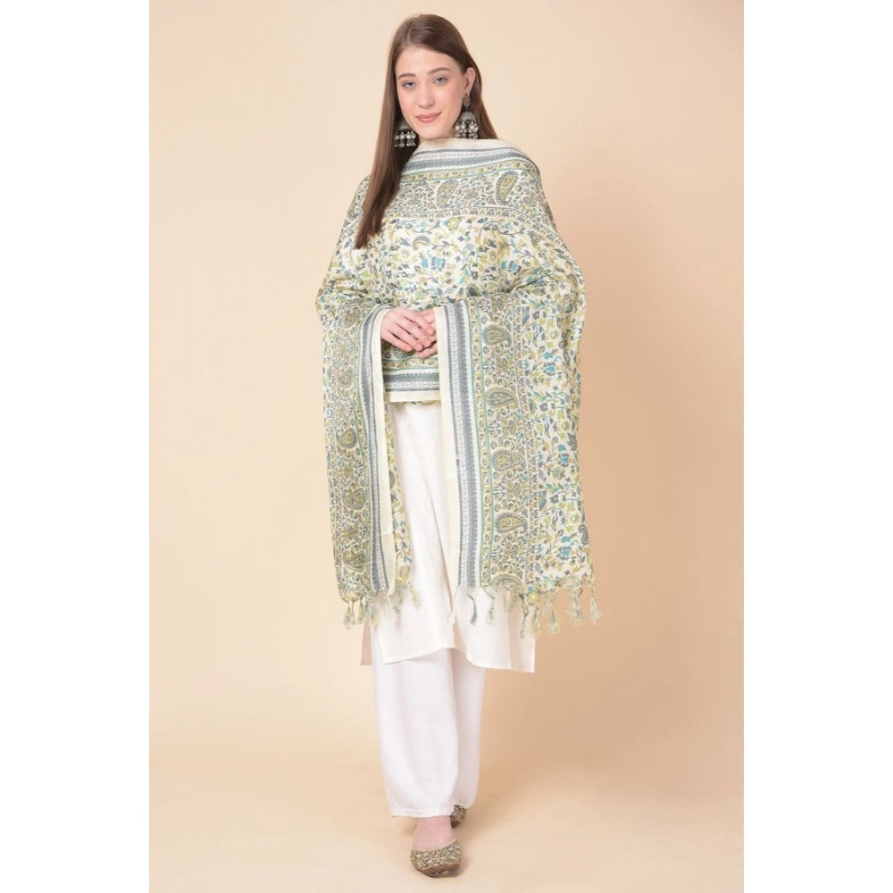 Amfyn Women's Art Silk Printed Dupatta (Off White, Length: 2.25 to 2.50 Mtr)