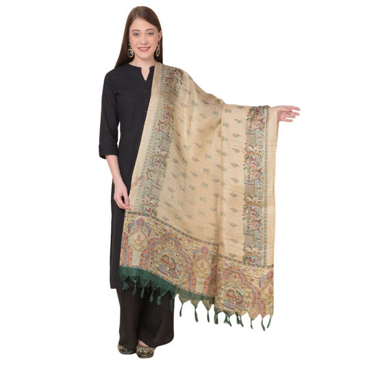 Amfyn Women's Art Silk Printed Dupatta (Gold, Length: 2.25 to 2.50 Mtr)