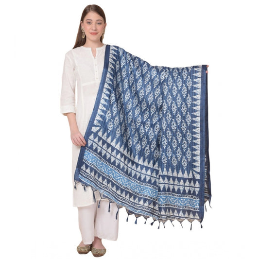 Amfyn Women's Art Silk Printed Dupatta (Blue, Length: 2.25 to 2.50 Mtr)