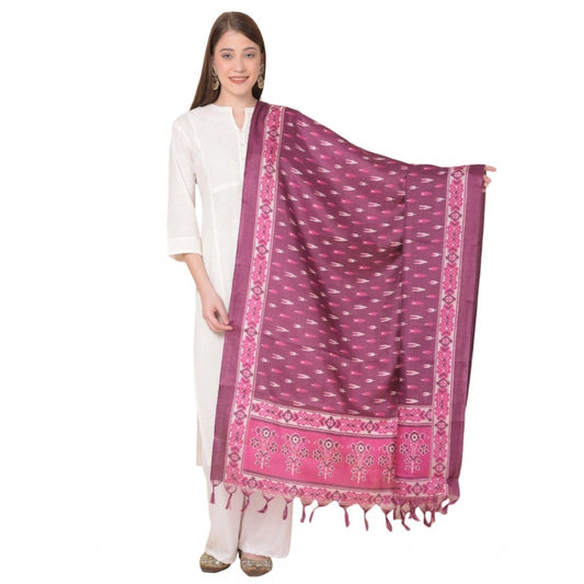 Amfyn Women's Art Silk Printed Dupatta (Purple, Length: 2.25 to 2.50 Mtr)