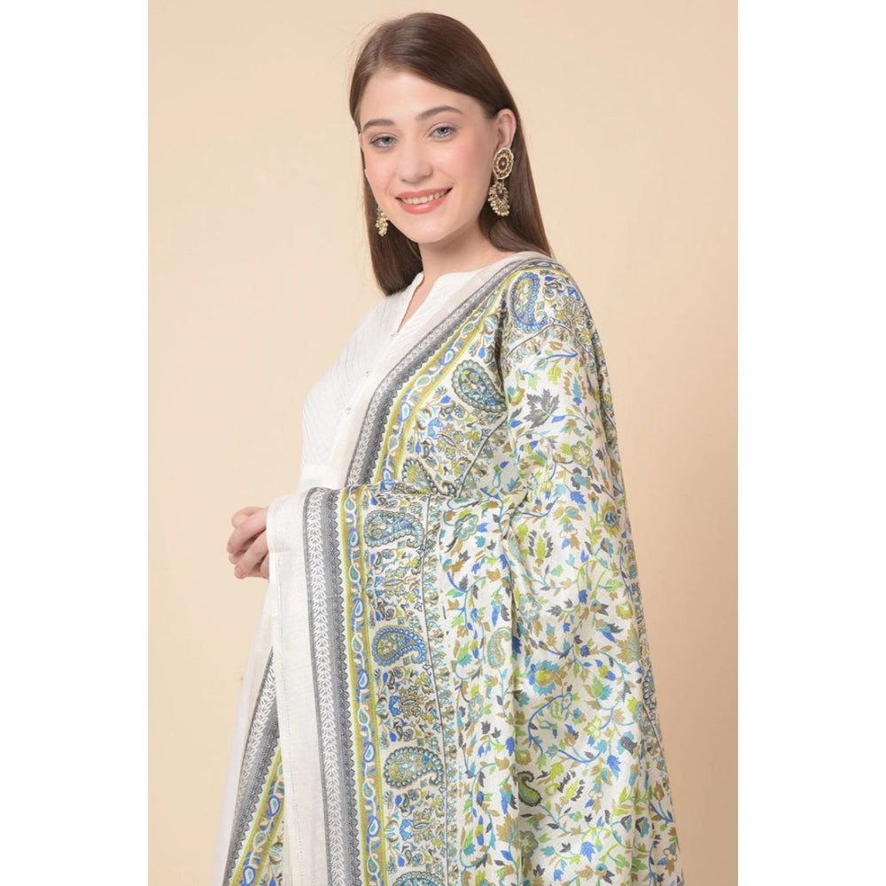 Amfyn Women's Art Silk Printed Dupatta (Grey, Length: 2.25 to 2.50 Mtr)