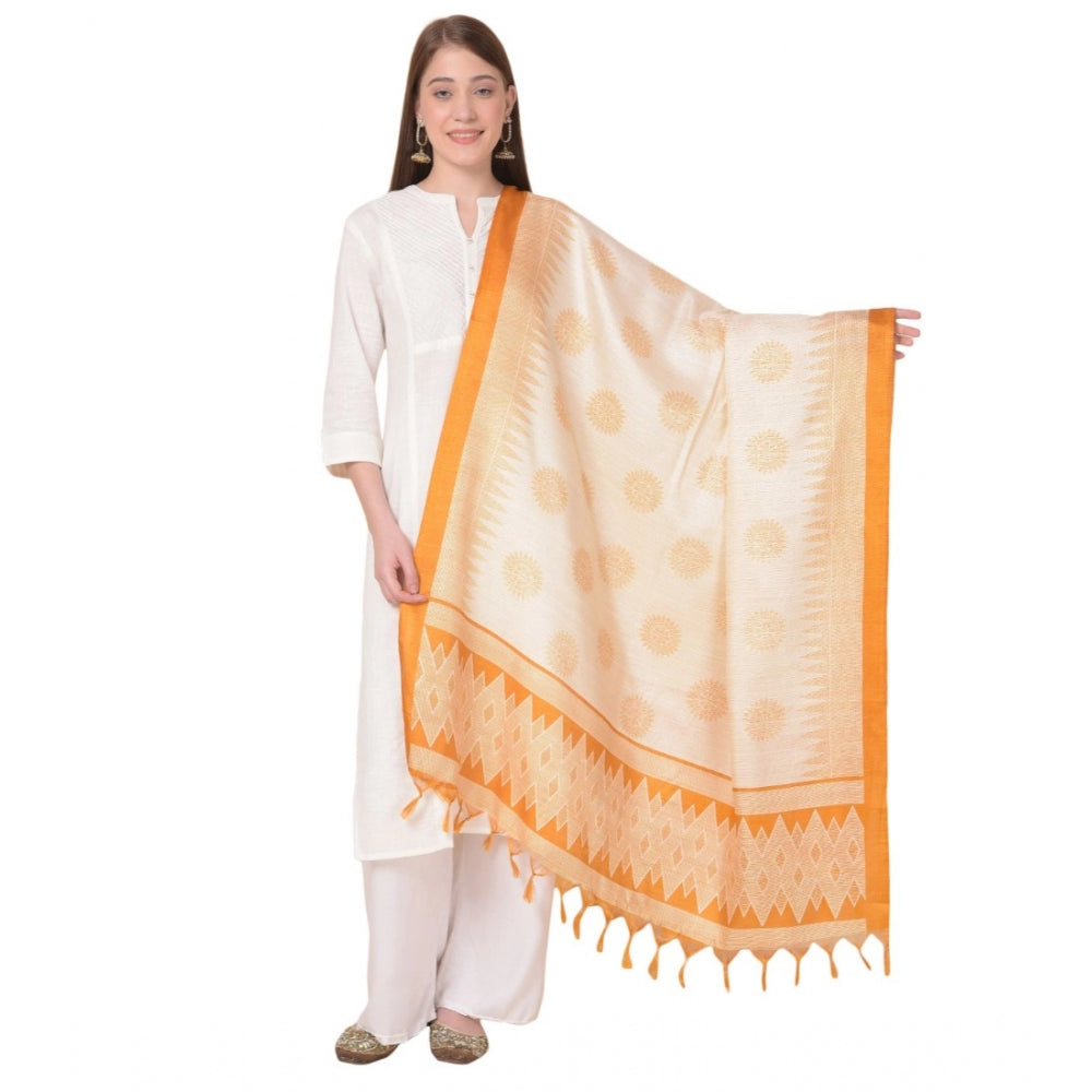 Amfyn Women's Art Silk Printed Dupatta (Orange, Length: 2.25 to 2.50 Mtr)