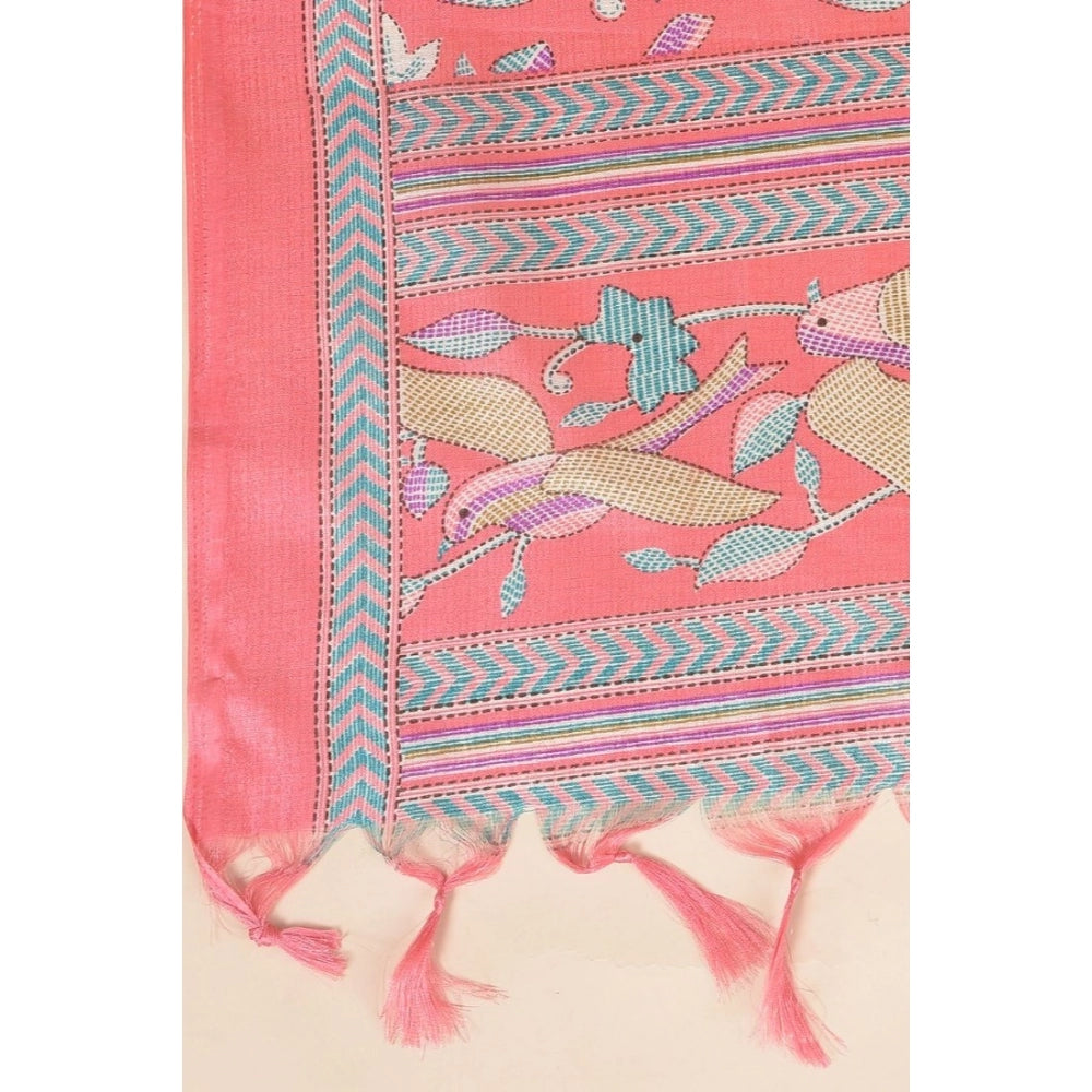 Amfyn Women's Art Silk Printed Dupatta (Pink, Length: 2.25 to 2.50 Mtr)