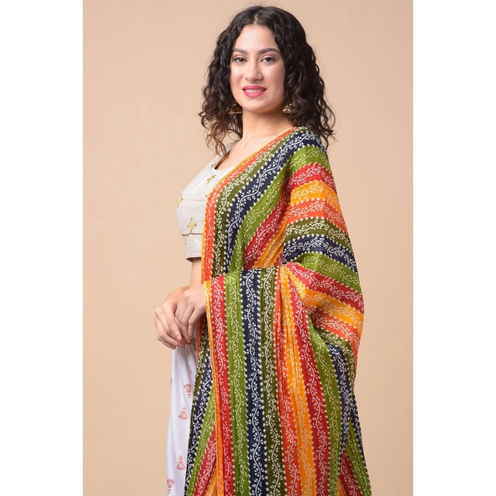 Amfyn Women's Chanderi Printed Dupatta (Multicolor, Length: 2.25 to 2.50 Mtr)