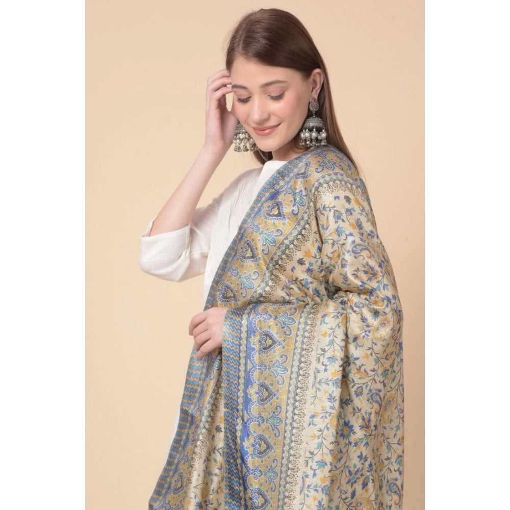 Amfyn Women's Art Silk Printed Dupatta (Grey, Length: 2.25 to 2.50 Mtr)