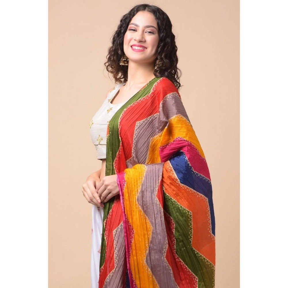 Amfyn Women's Chanderi Printed Dupatta (Multicolor, Length: 2.25 to 2.50 Mtr)