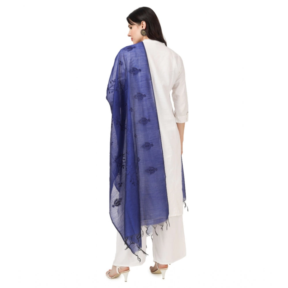 Amfyn Women's Cotton Embroidered Dupatta (Blue, Length: 2.25 to 2.50 Mtr)