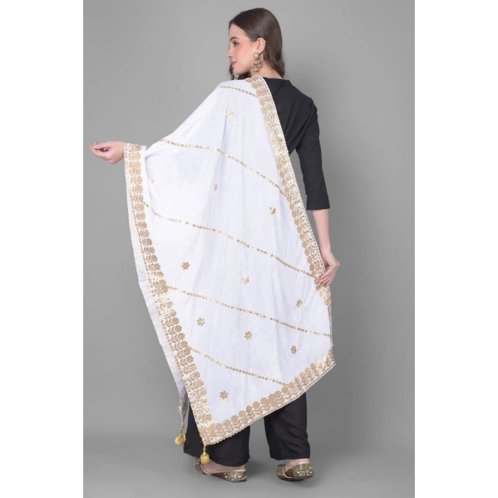 Amfyn Women's Velvet Gotta Patti Dupatta (Off White, Length: 2.25 to 2.50 Mtr)