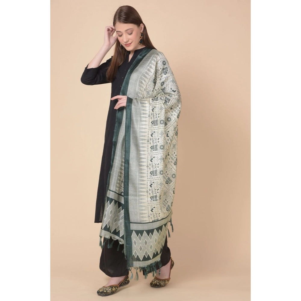 Amfyn Women's Art Silk Printed Dupatta (Grey, Length: 2.25 to 2.50 Mtr)