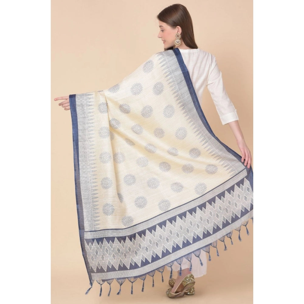 Amfyn Women's Art Silk Printed Dupatta (Blue, Length: 2.25 to 2.50 Mtr)