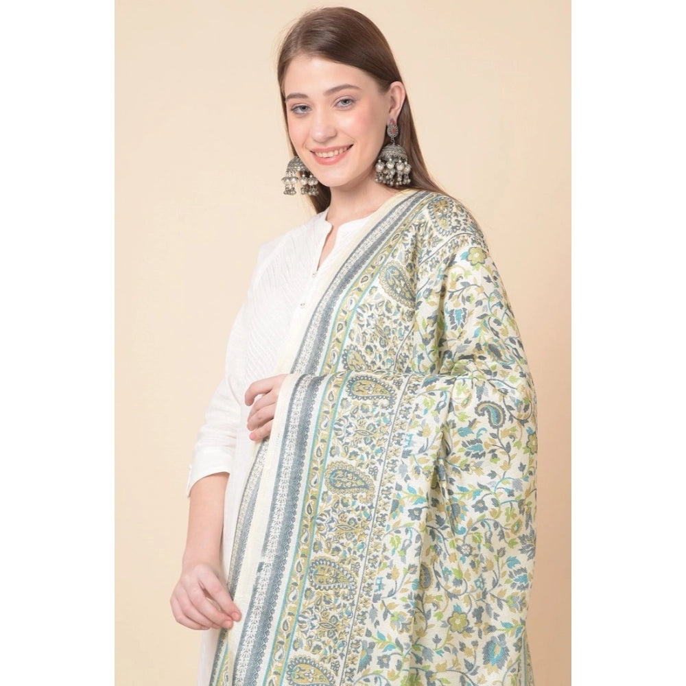 Amfyn Women's Art Silk Printed Dupatta (Off White, Length: 2.25 to 2.50 Mtr)