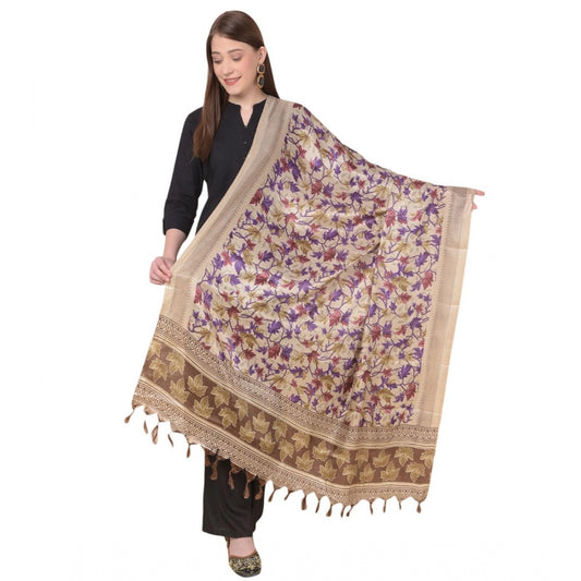 Amfyn Women's Art Silk Printed Dupatta (Gold, Length: 2.25 to 2.50 Mtr)