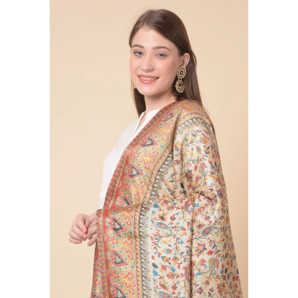 Amfyn Women's Art Silk Printed Dupatta (Gold, Length: 2.25 to 2.50 Mtr)