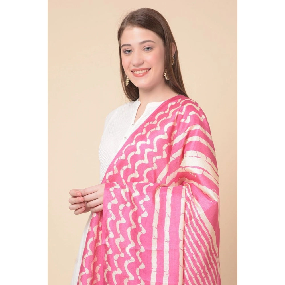 Amfyn Women's Art Silk Printed Dupatta (Pink, Length: 2.25 to 2.50 Mtr)