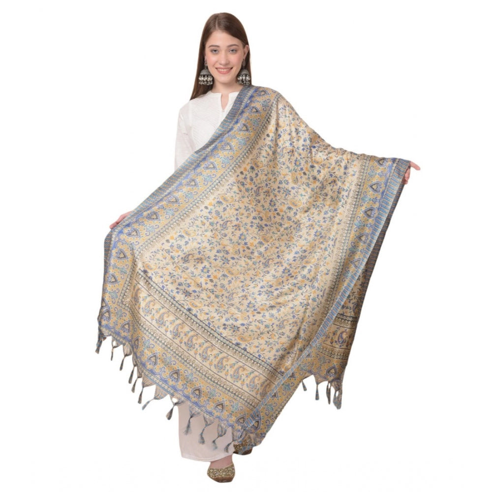 Amfyn Women's Art Silk Printed Dupatta (Grey, Length: 2.25 to 2.50 Mtr)